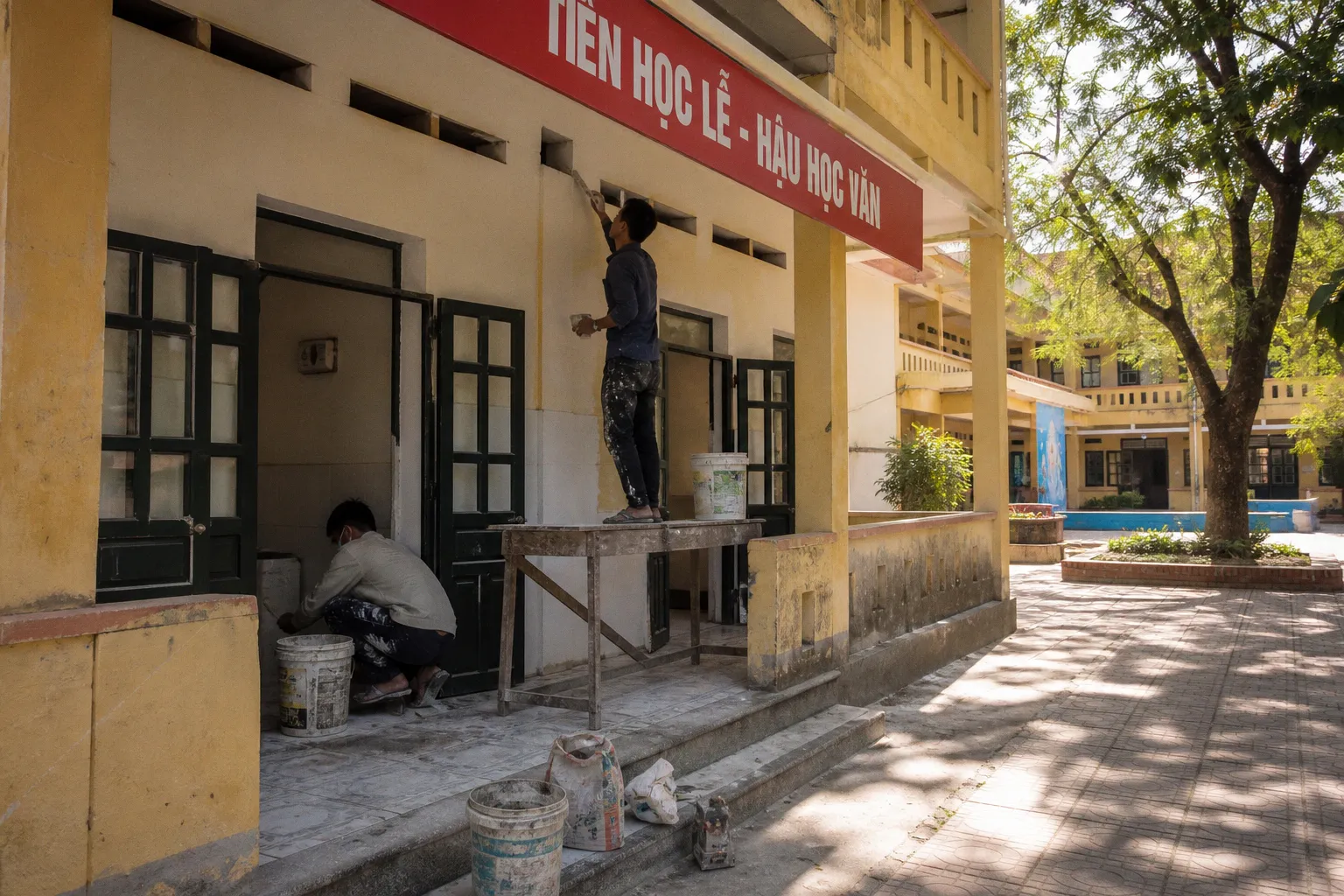 Đẩy nhanh tiến độ cải tạo và chống thấm trường học đón năm học mới