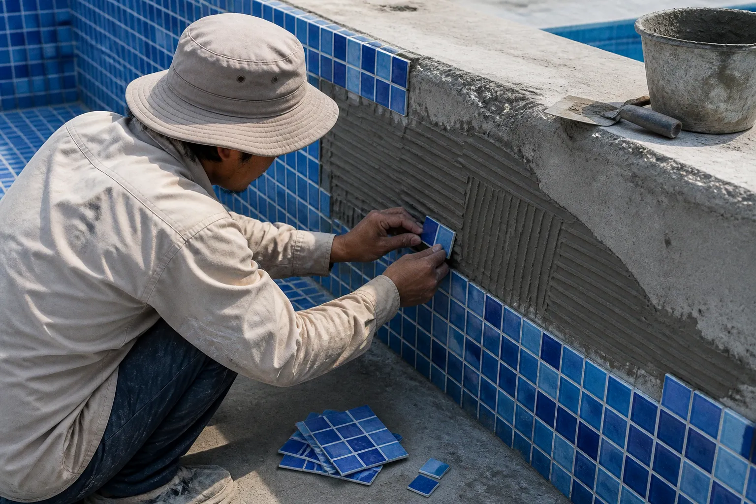Keo dán gạch bể bơi: Thực tế lựa chọn để tránh bong tróc